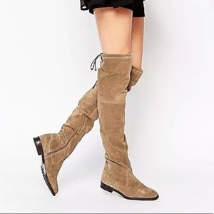 Aldo Barra genuine suede thigh high Boot in Taupe
